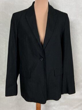 Cos Sisyah Black Tencel Lyocell Linen Cotton Single Button Blazer NWT 6